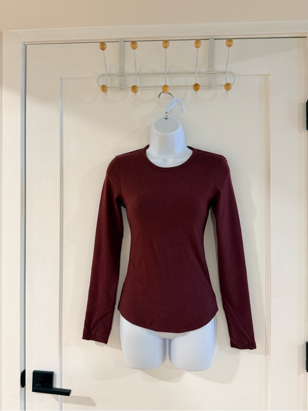 LAYERE Organic Cotton Full length Long Sleeve Top Cherry Red Brandnew - Picture 2 of 13